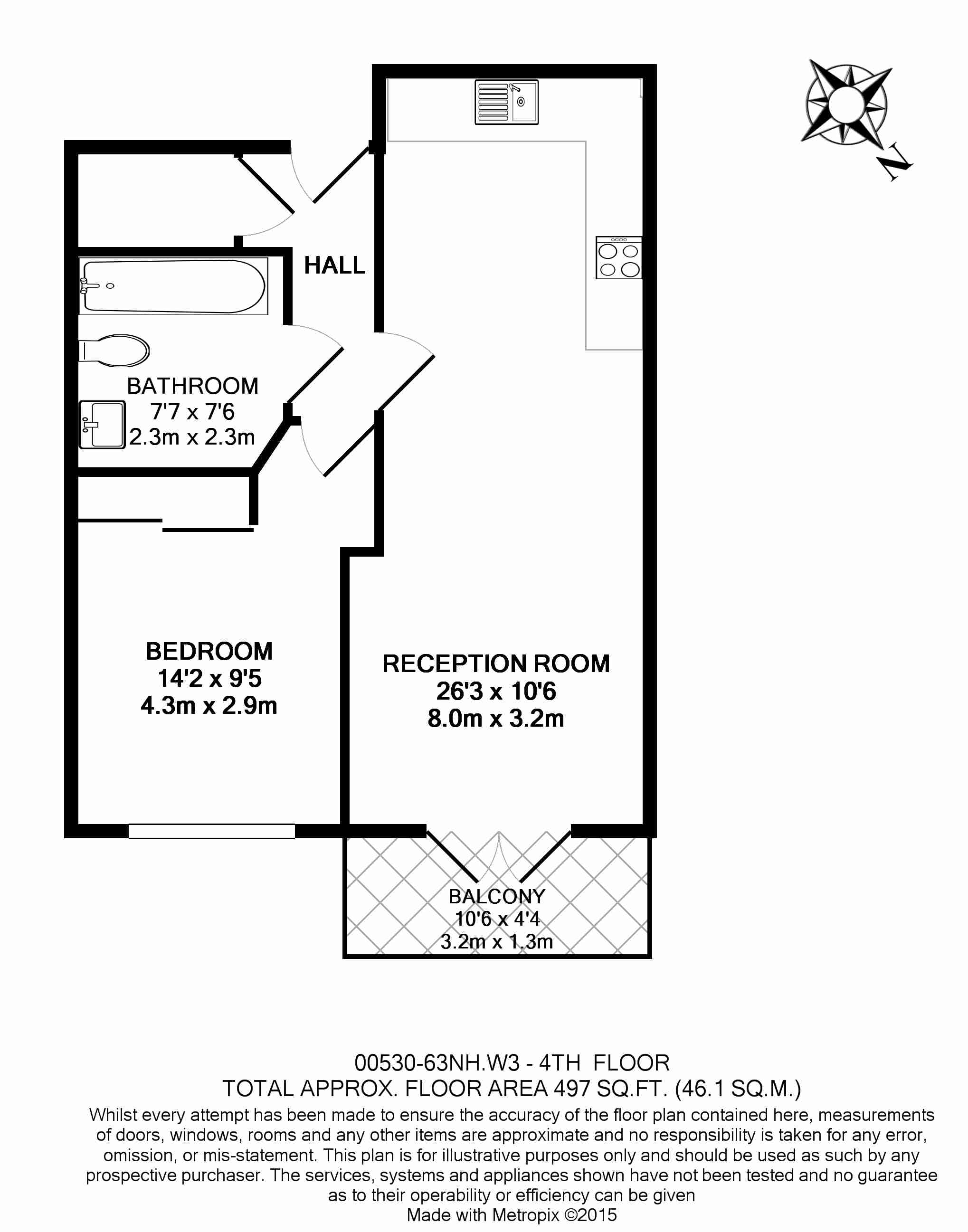 1  bedroom flat to rent in Bromyard Avenue, Acton, W3-Floorplan