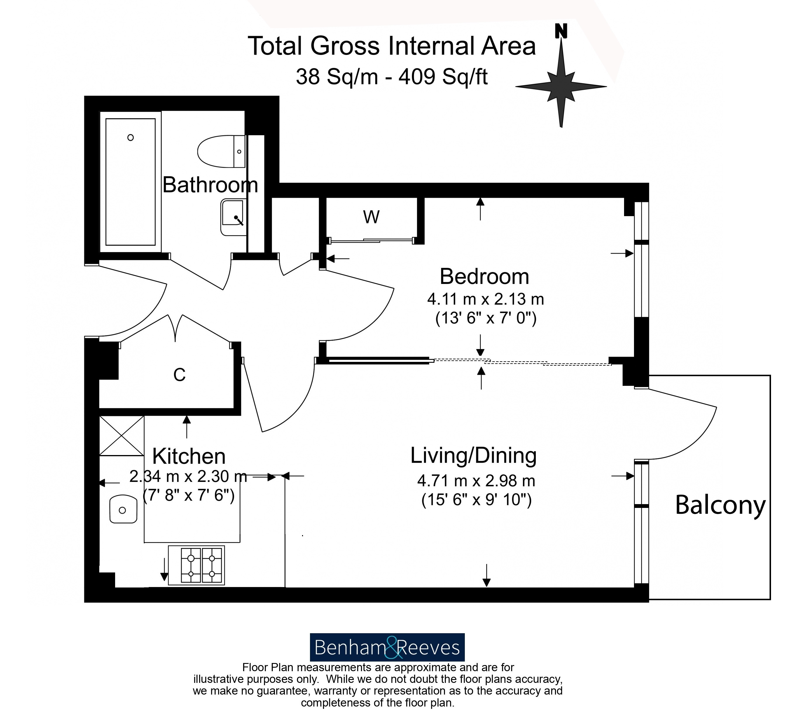 Studio flat to rent in Dickens Yard, Ealing, W5-Floorplan