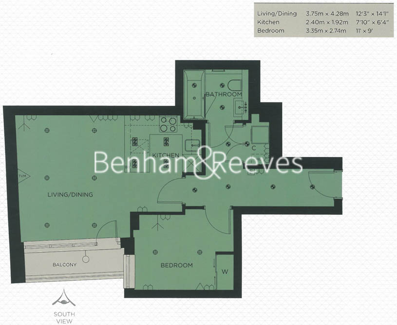 1  bedroom flat to rent in Dickens Yard, Ealing, W5-Floorplan