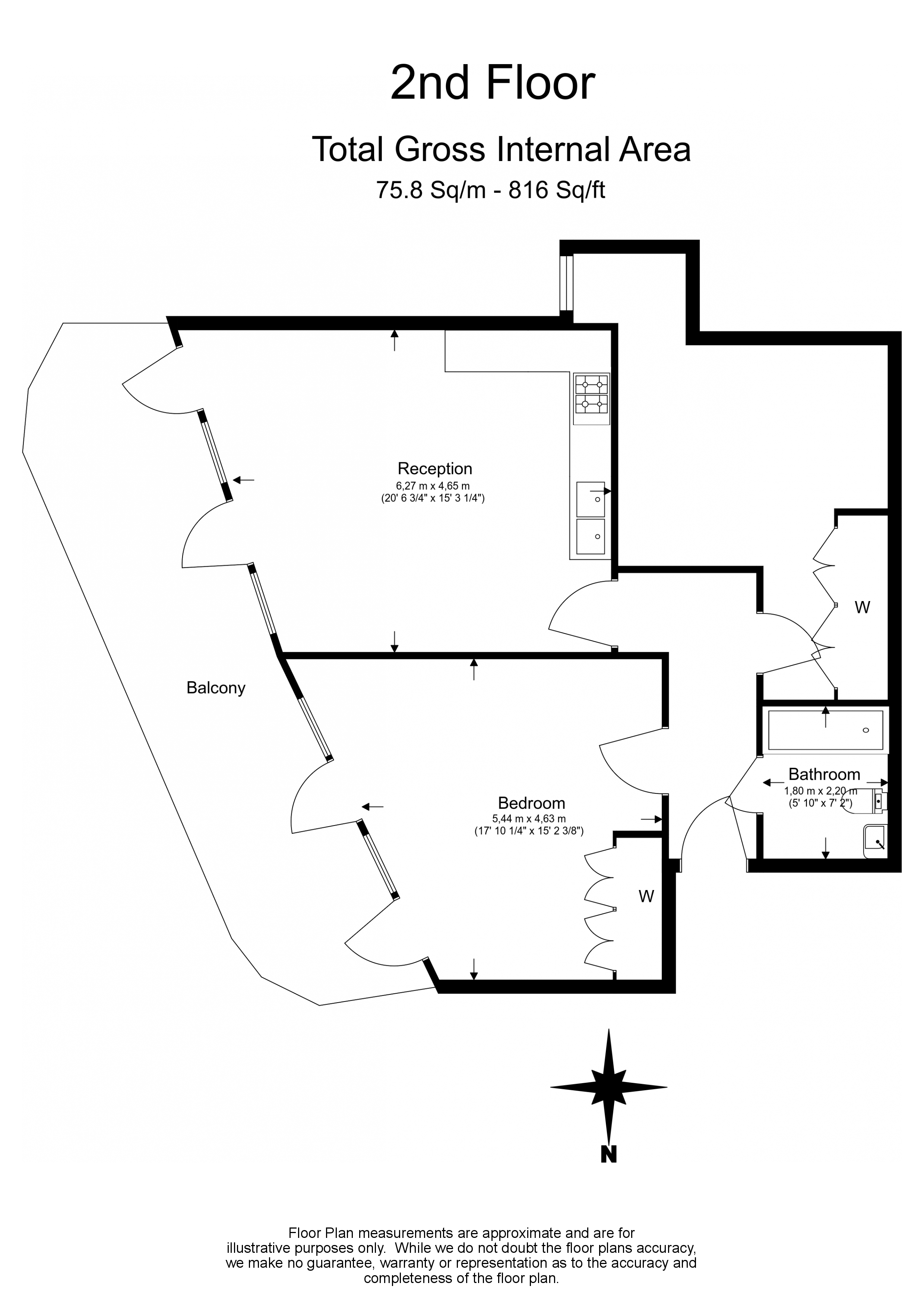 2  bedrooms flat to rent in Cambridge Road, Hanwell, W7-Floorplan