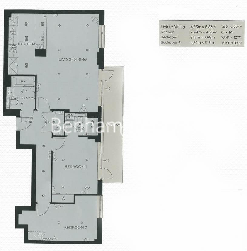 2  bedrooms flat to rent in Longfield Avenue, Ealing, W5-Floorplan
