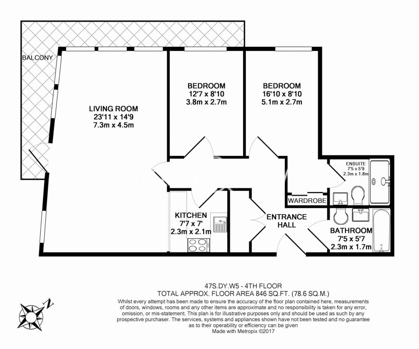 2  bedrooms flat to rent in Longfield Avenue, Ealing, W5-Floorplan