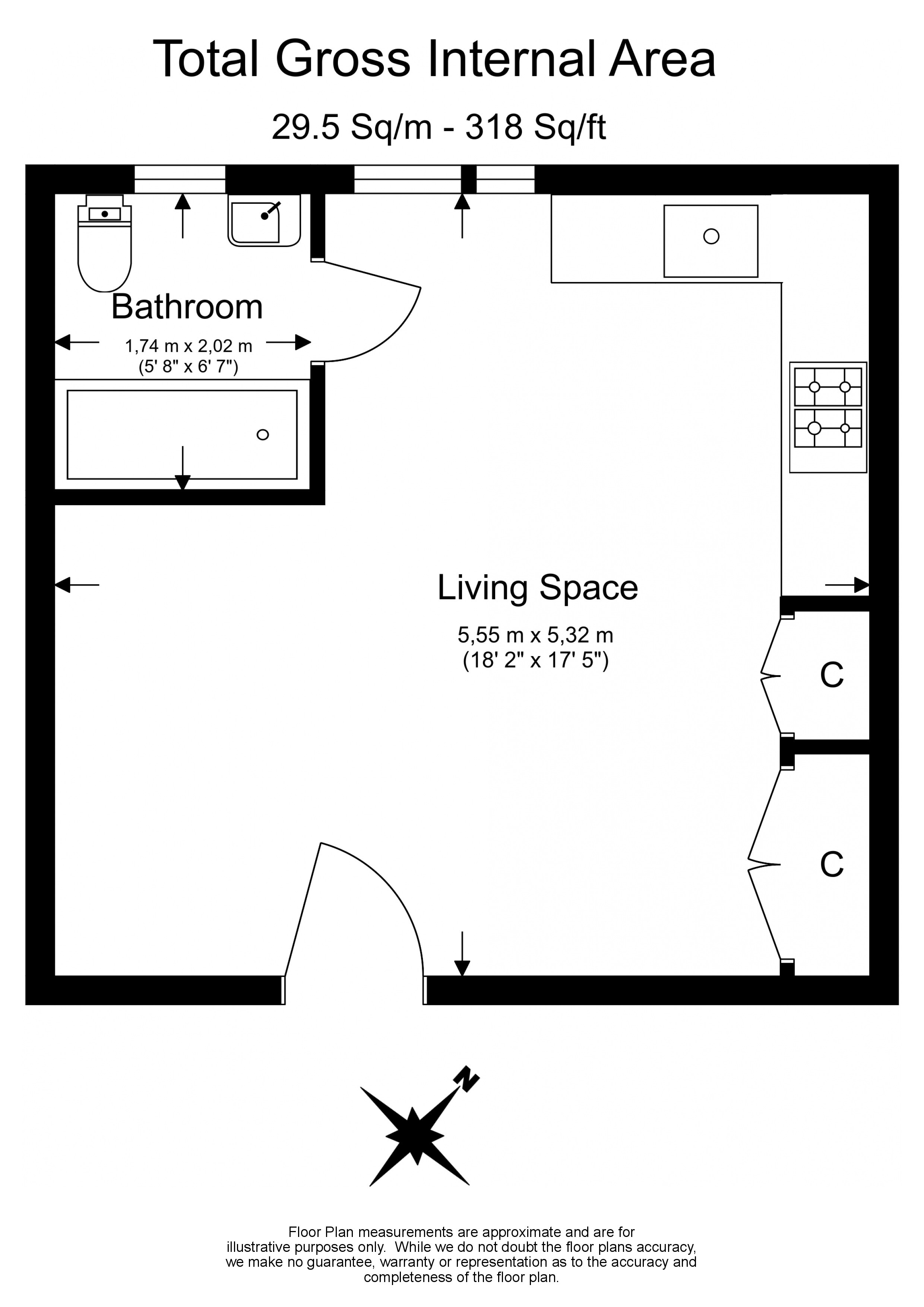 Studio flat to rent in Madeley Road, Ealing, W5-Floorplan