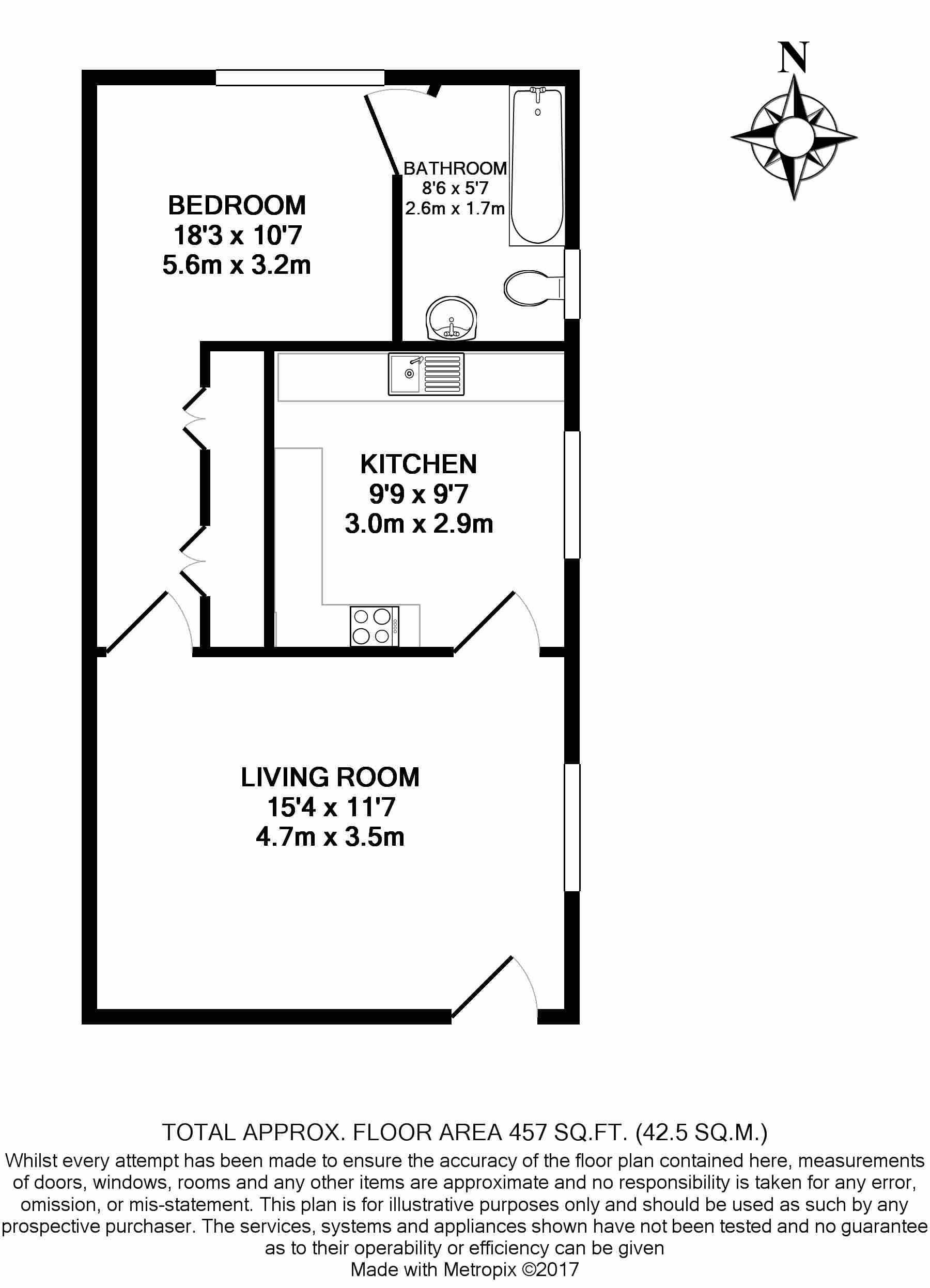 1 bedroom flat to rent in Madeley Road, Ealing, W5-Floorplan