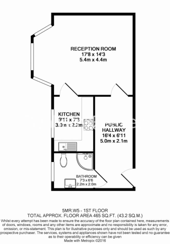 Studio flat to rent in Madeley Road, Ealling, W5-Floorplan