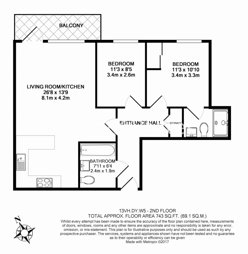 2  bedrooms flat to rent in Longfield Avenue, Ealing, W5-Floorplan