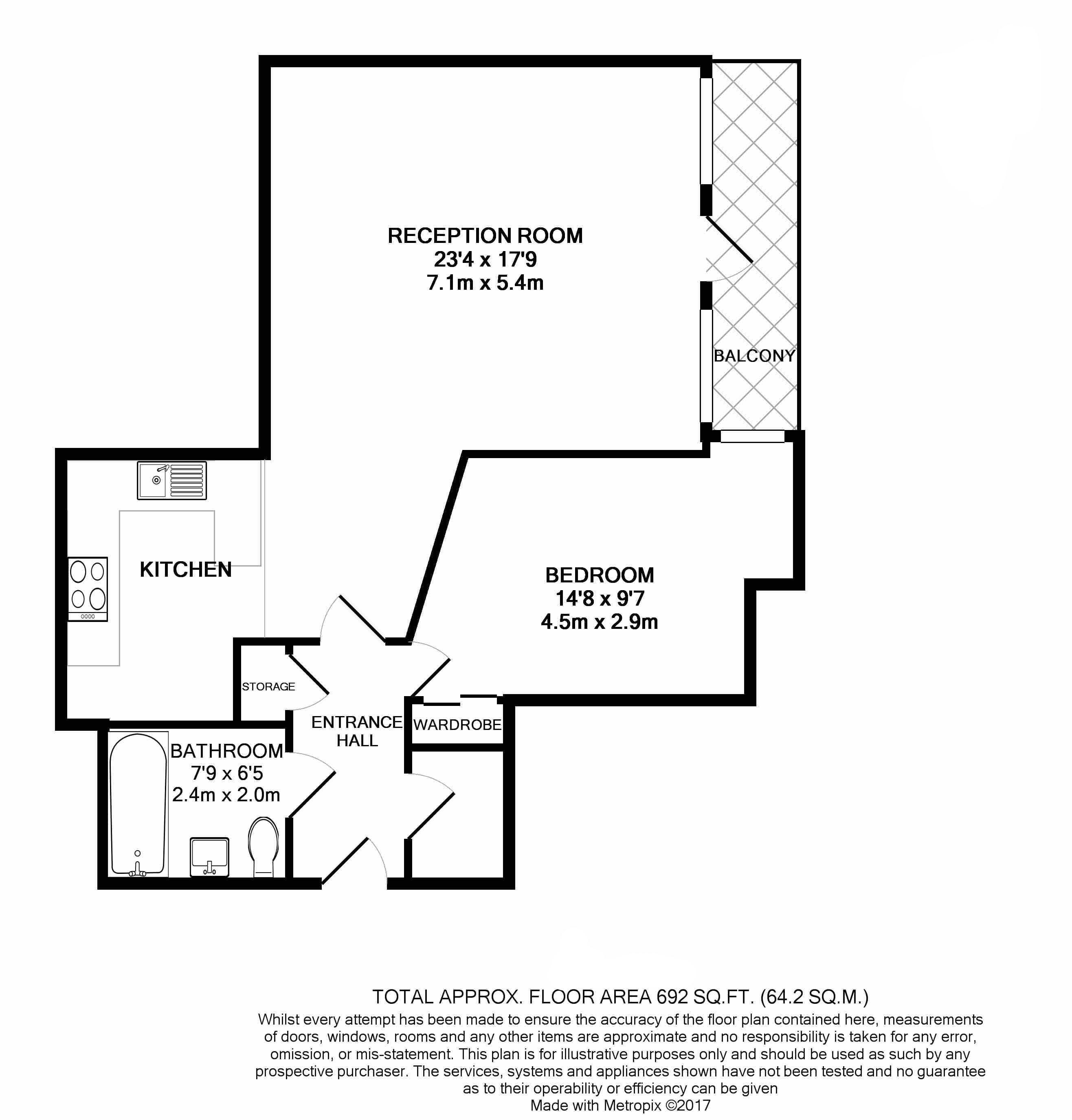 1  bedroom flat to rent in Longfield Avenue, Ealing, W5-Floorplan