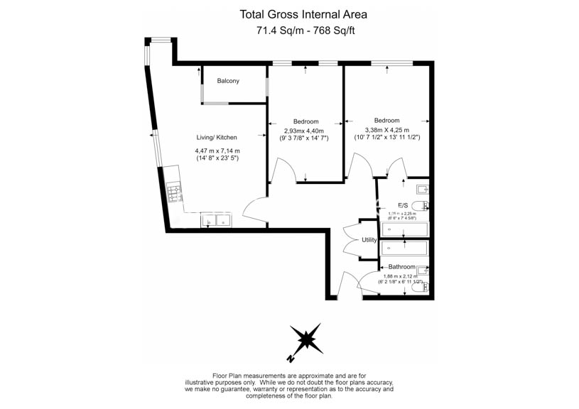 2  bedrooms flat to rent in Uxbridge Road, Ealing, W5-Floorplan