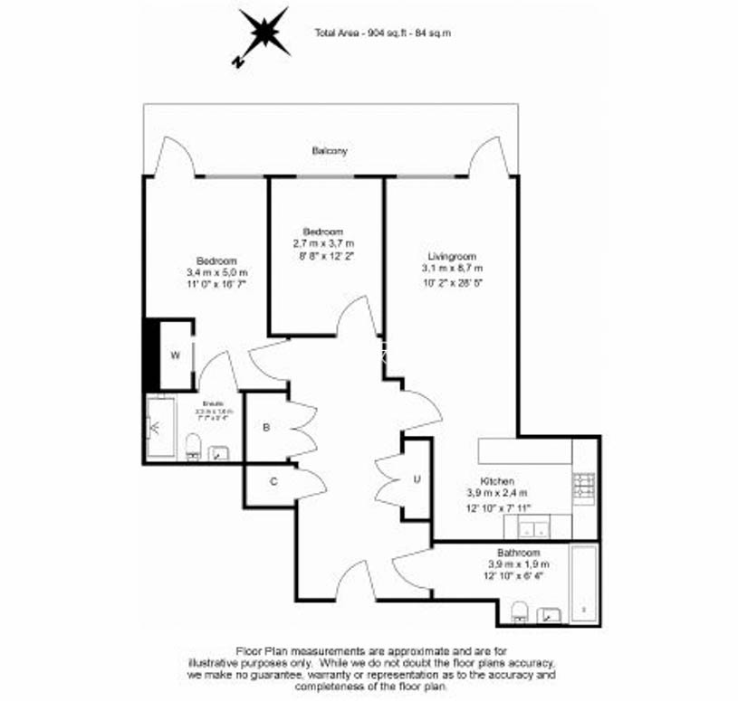 2 bedrooms flat to rent in New Broadway, Ealing, W5-Floorplan