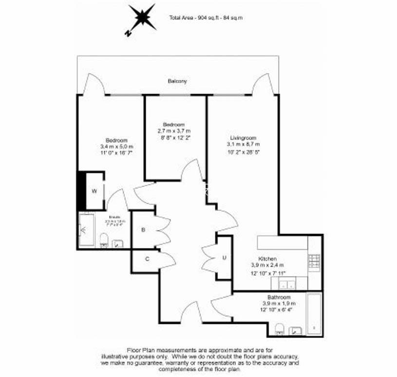2  bedrooms flat to rent in New Broadway, Ealing, W5-Floorplan