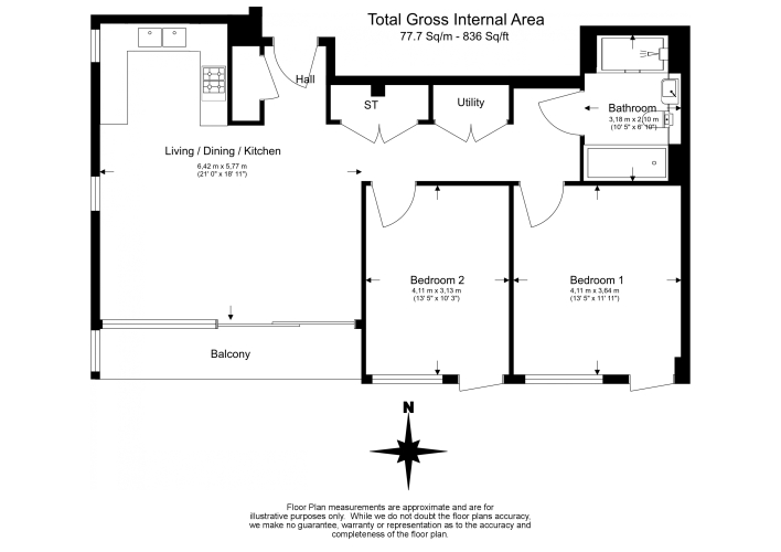 2  bedrooms flat to rent in College Road, Harrow, HA1-Floorplan