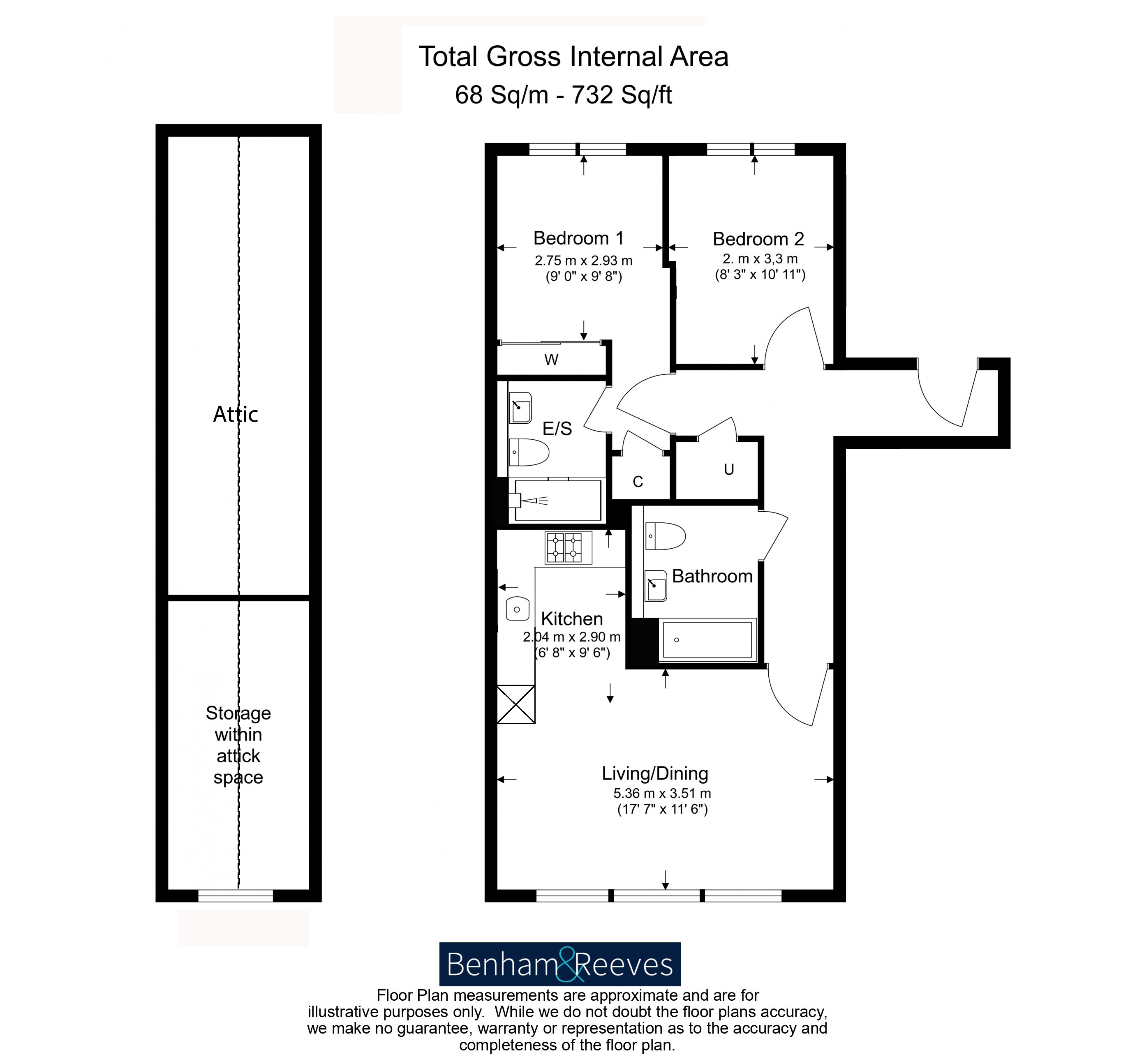 2  bedrooms flat to rent in New Broadway, Ealing, W5-Floorplan