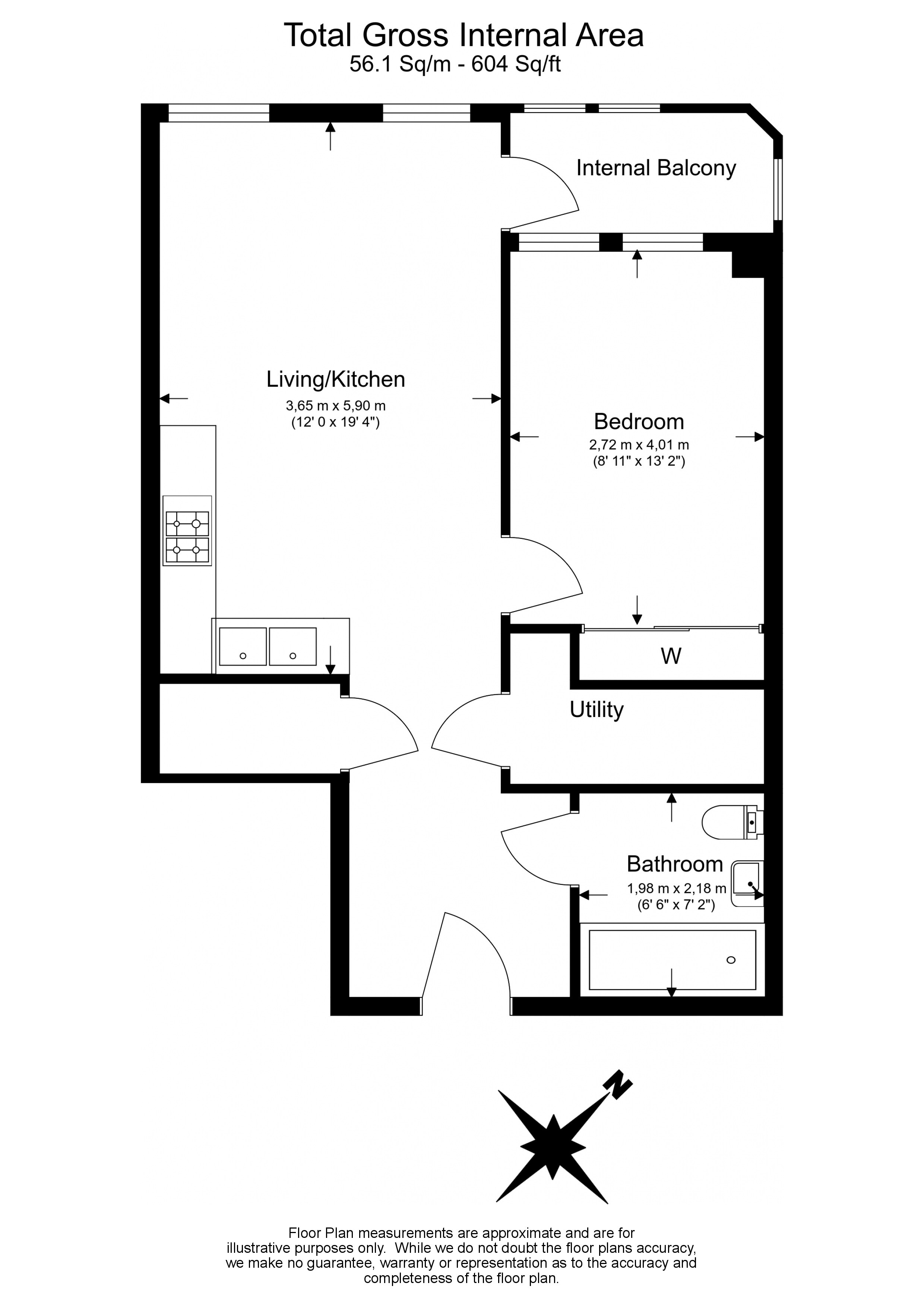1  bedroom flat to rent in College Road, Harrow, HA1-Floorplan