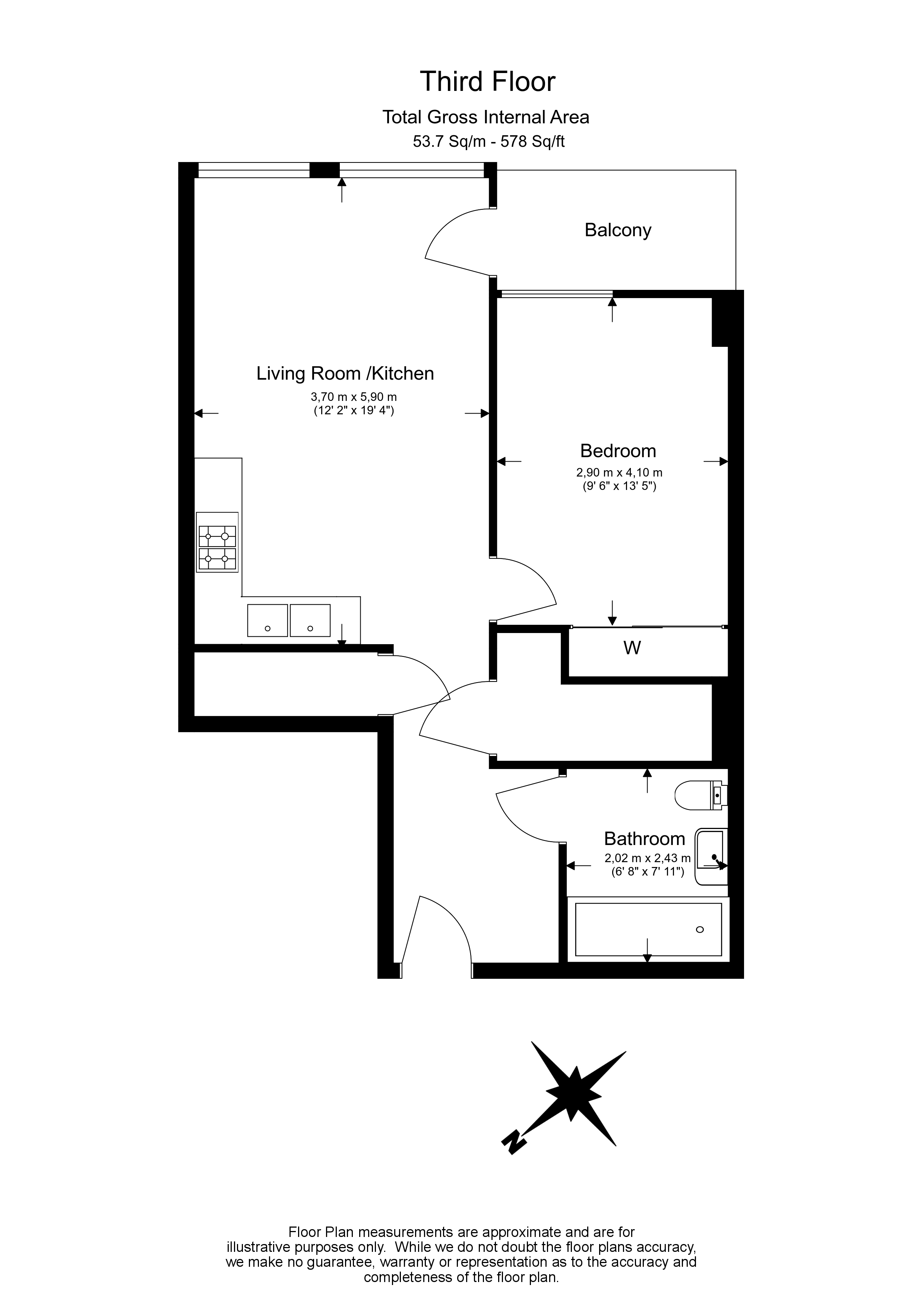 1  bedroom flat to rent in College Road, Harrow, HA1-Floorplan