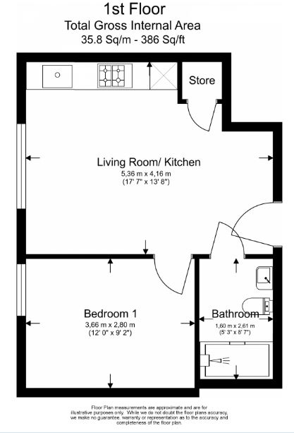 1  bedroom flat to rent in Field End Road, Ruislip, HA4-Floorplan