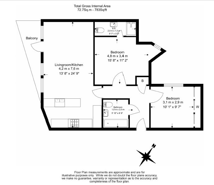 2  bedrooms flat to rent in Seaford Road, Northfields, W13-Floorplan