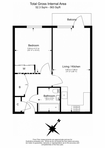 1 bedroom flat to rent in Harrow View, Harrow, HA1-Floorplan