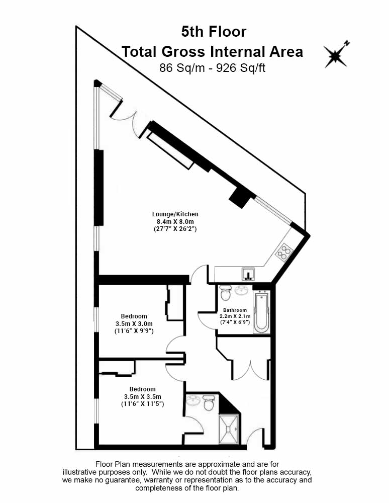 2 bedrooms flat to rent in Granville Gardens, Ealing Common, W5-Floorplan