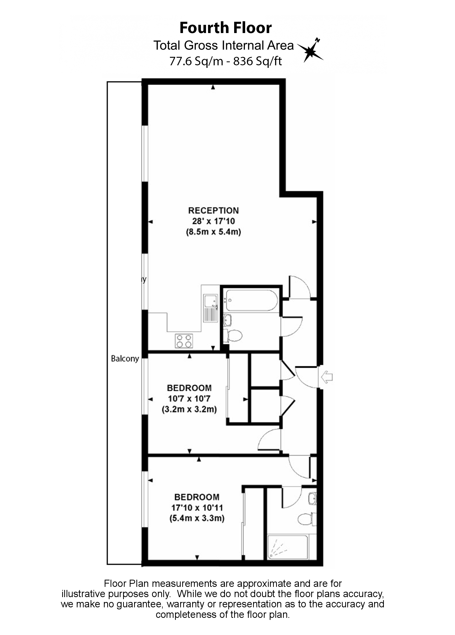 2  bedrooms flat to rent in Granville Gardens, Ealing Common, W5-Floorplan