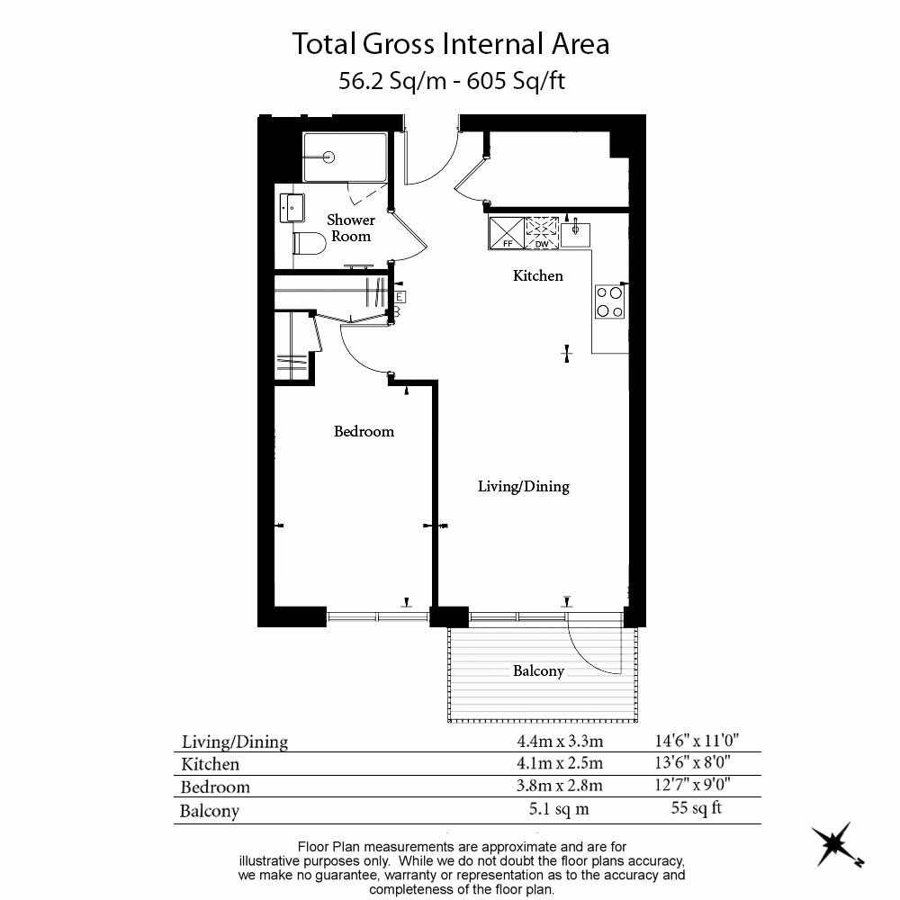 1 bedroom  for sale in Filmworks Walk, Ealing, W5-Floorplan