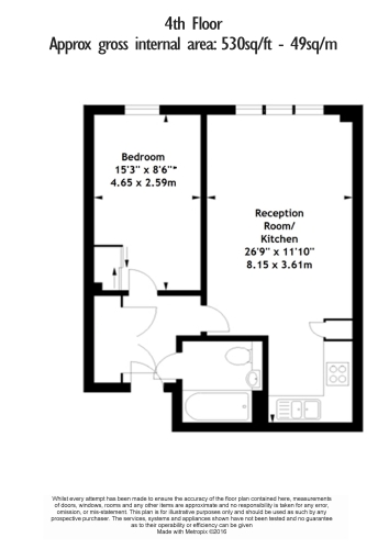 1  bedroom flat to rent in Bronnley Court, Acton, W3-Floorplan