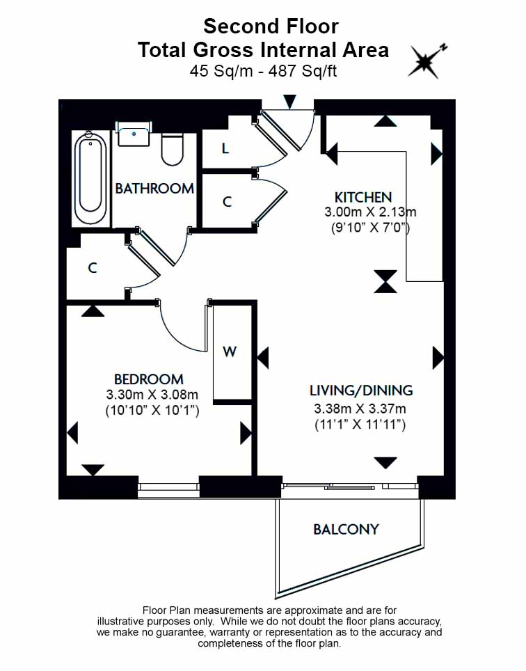 1 bedroom flat to rent in Memorial Avenue, Slough, SL1-Floorplan