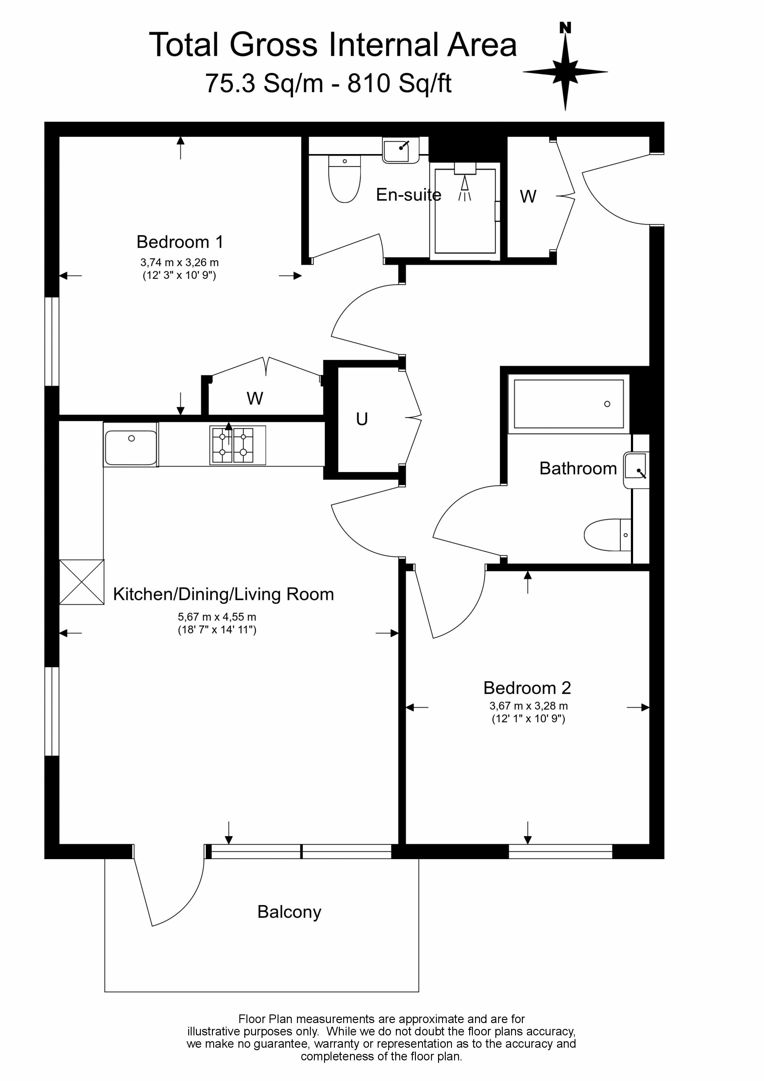 2 bedrooms flat to rent in Beresford Avenue, Wembley, HA0-Floorplan