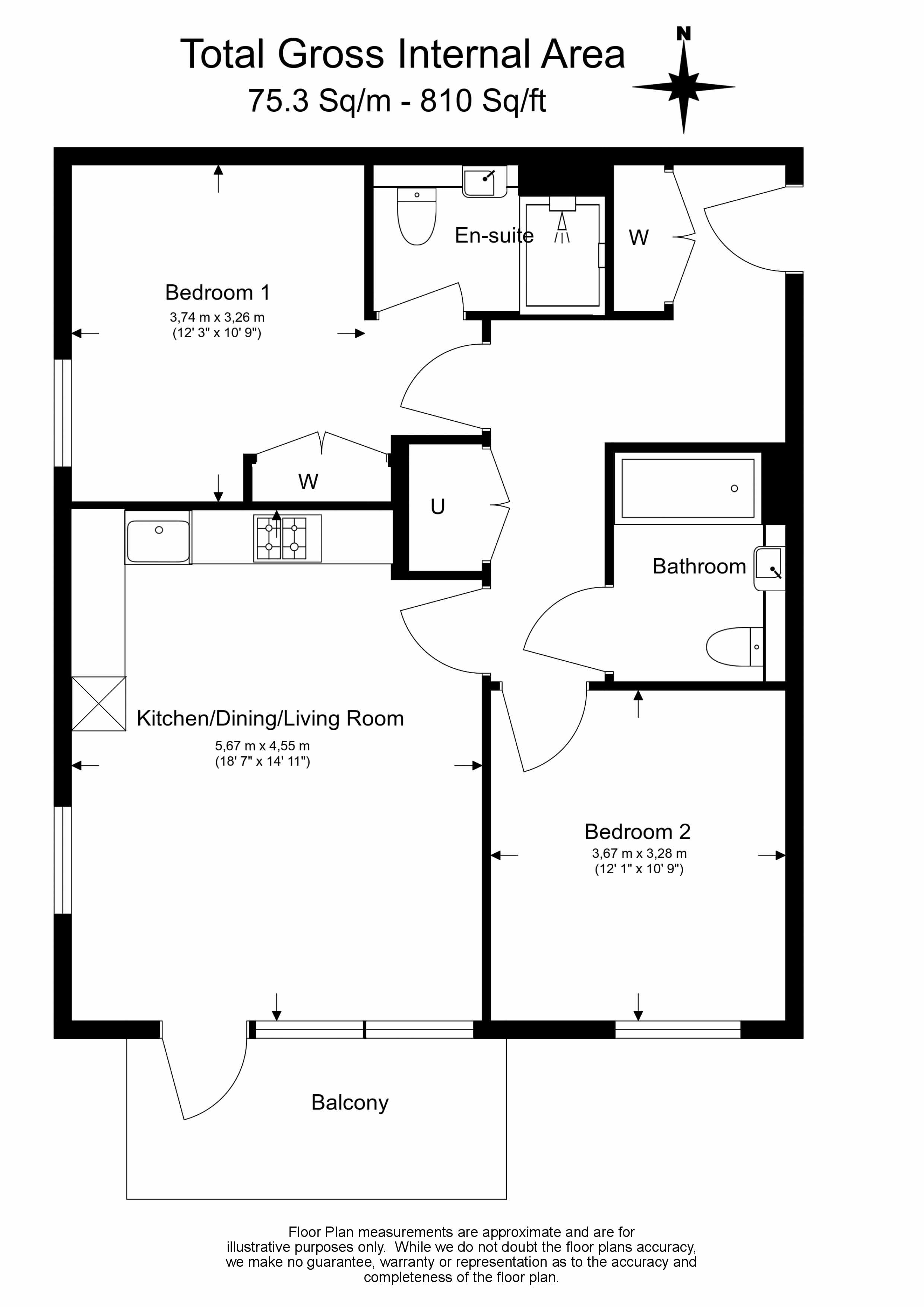 2  bedrooms flat to rent in Beresford Avenue, Wembley, HA0-Floorplan