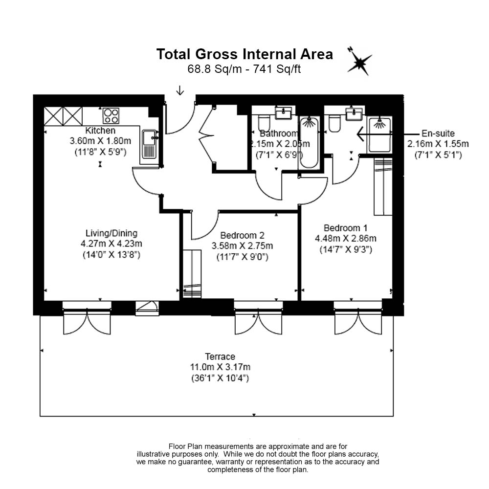2 bedrooms flat to rent in Carnation Gardens, Hayes, UB3-Floorplan