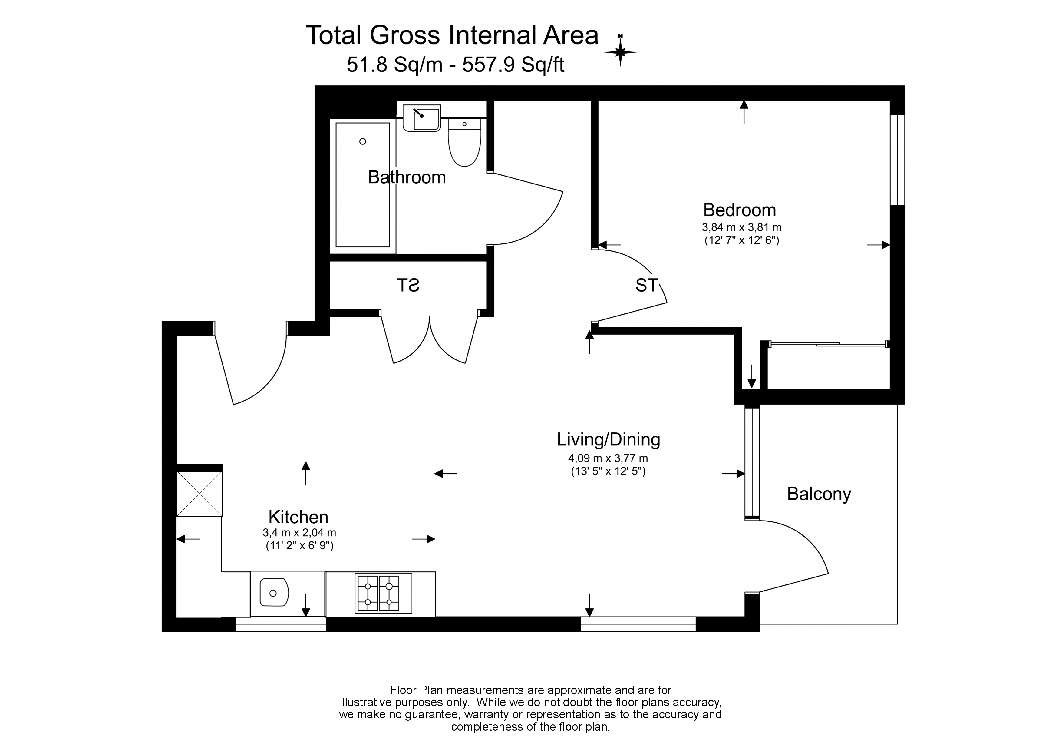 1 bedroom flat to rent in East Acton Lane, Acton, W3-Floorplan