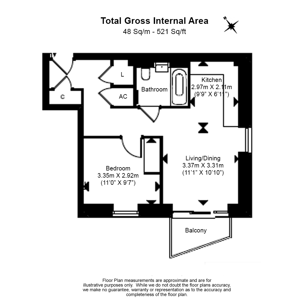 1 bedroom flat to rent in Memorial Avenue, Slough, SL1-Floorplan