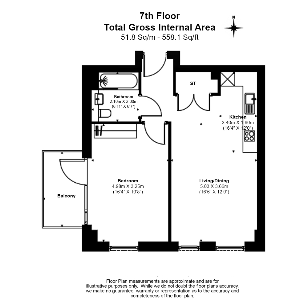 1 bedroom flat to rent in East Acton Lane, Acton, W3-Floorplan