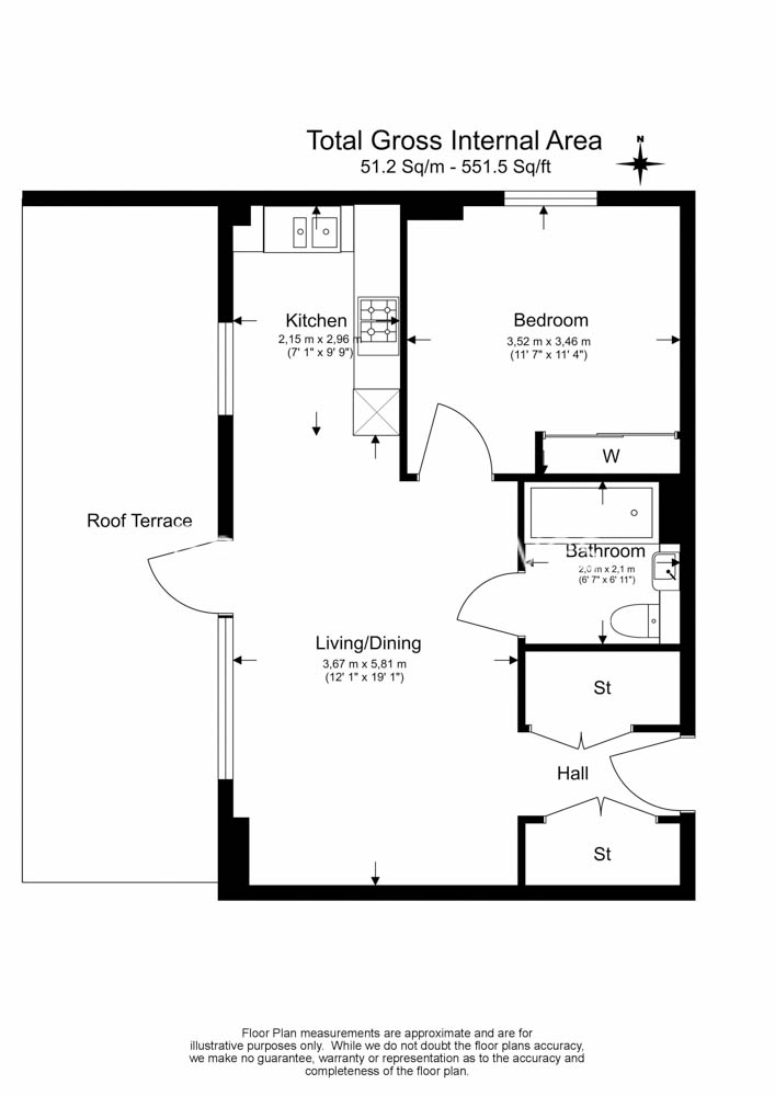 1  bedroom flat to rent in East Acton Lane, Acton, W3-Floorplan