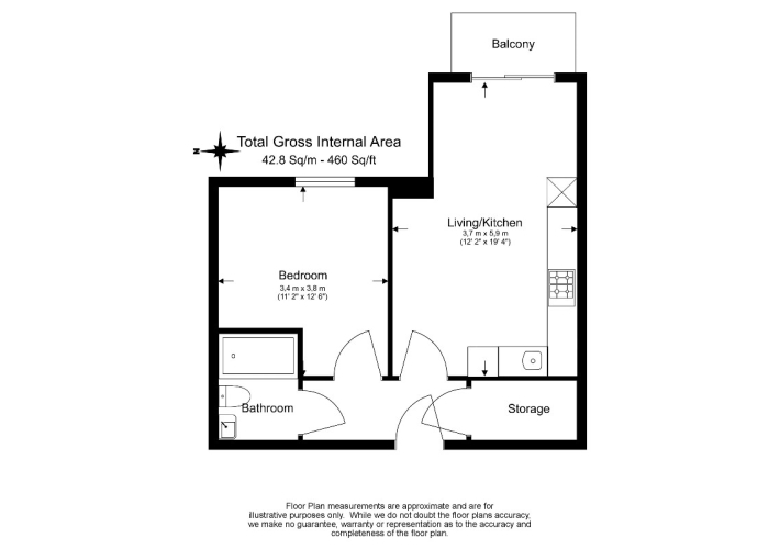 1 bedroom flat to rent in Bromyard Avenue, Acton, W3-Floorplan