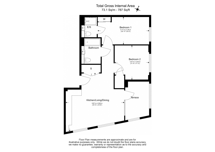 2  bedrooms flat to rent in Hanbury Road, Acton, W3-Floorplan