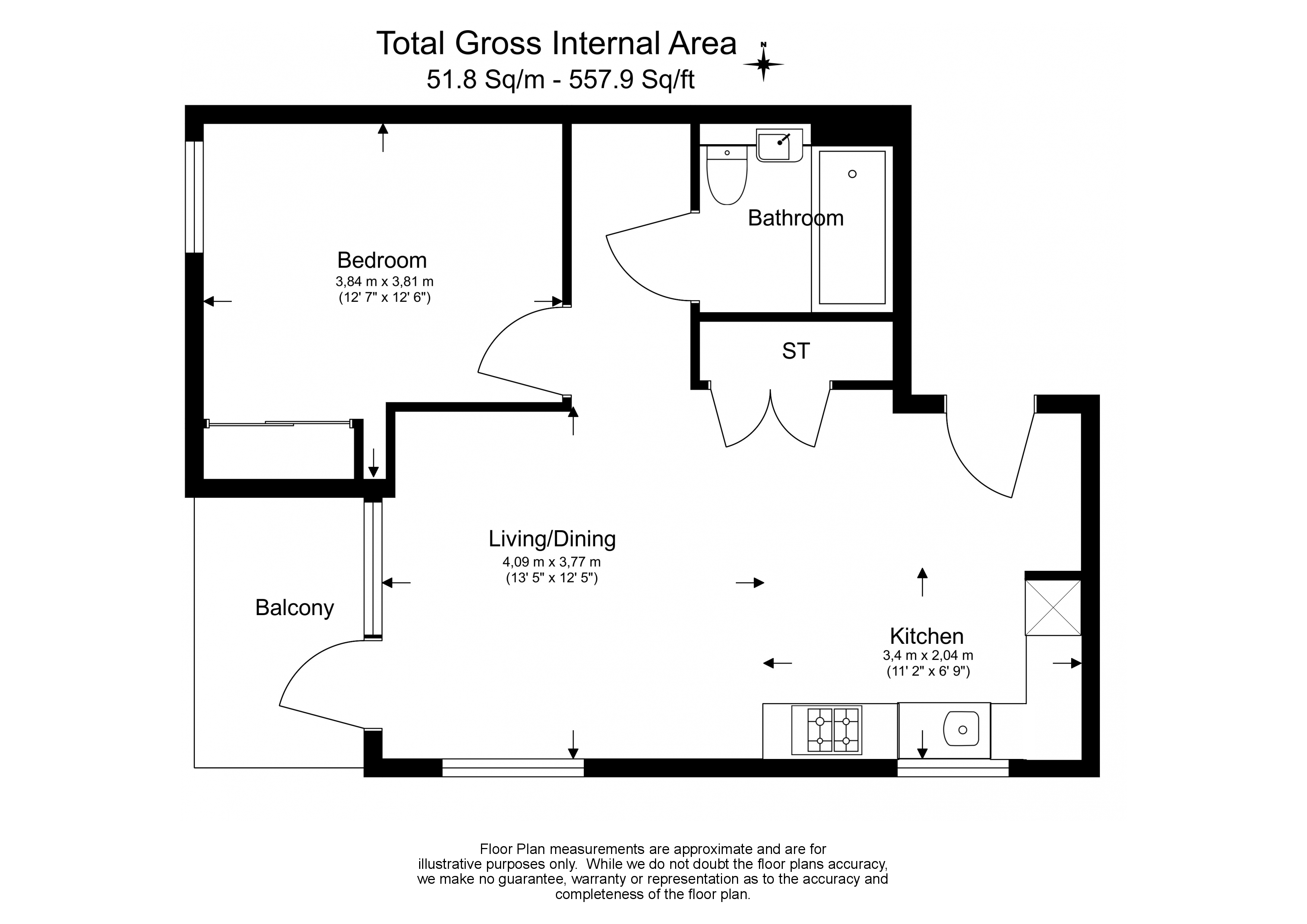 1 bedroom flat to rent in East Acton Lane, Acton, W3-Floorplan