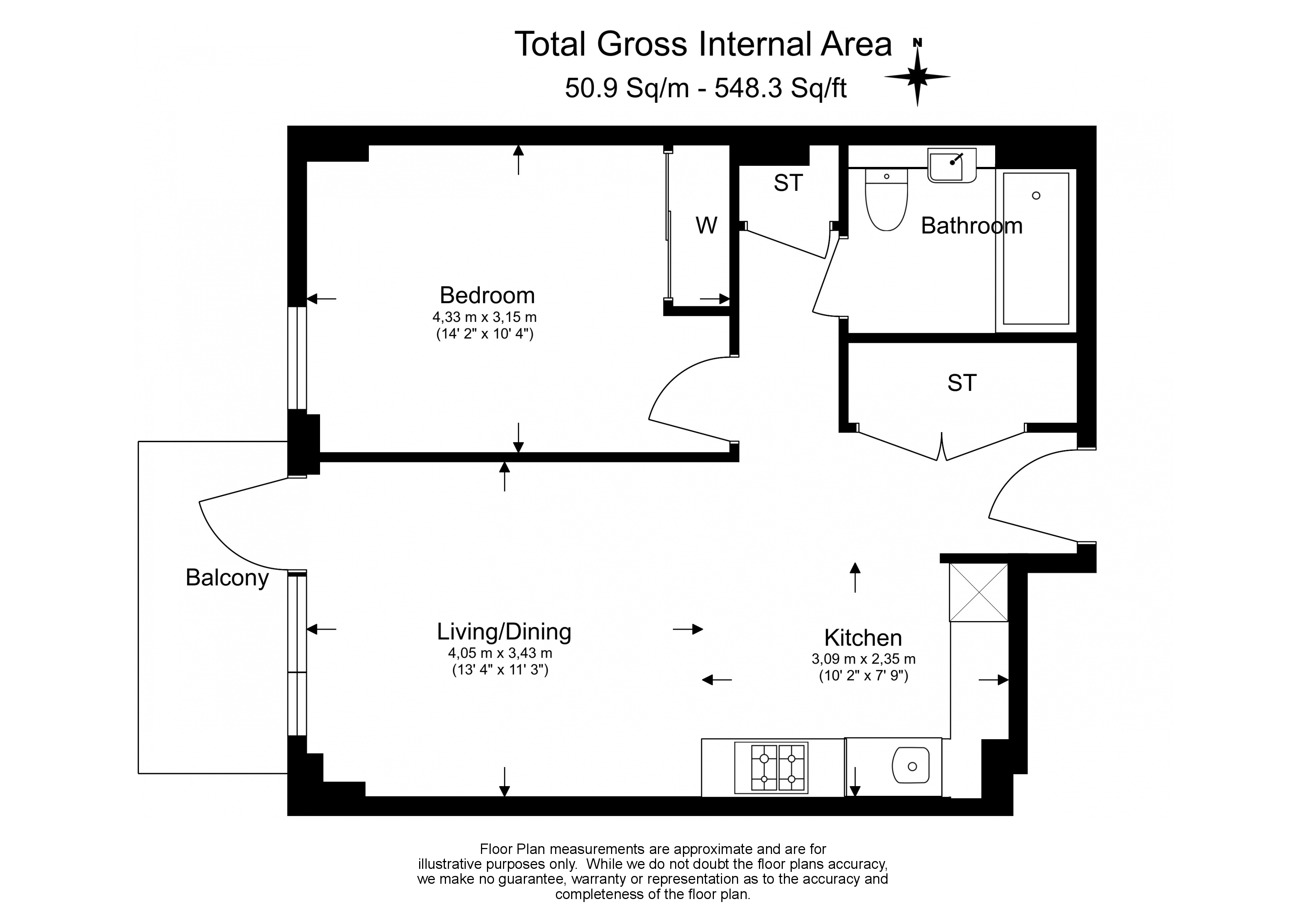 1  bedroom flat to rent in East Acton Lane, Acton, W3-Floorplan