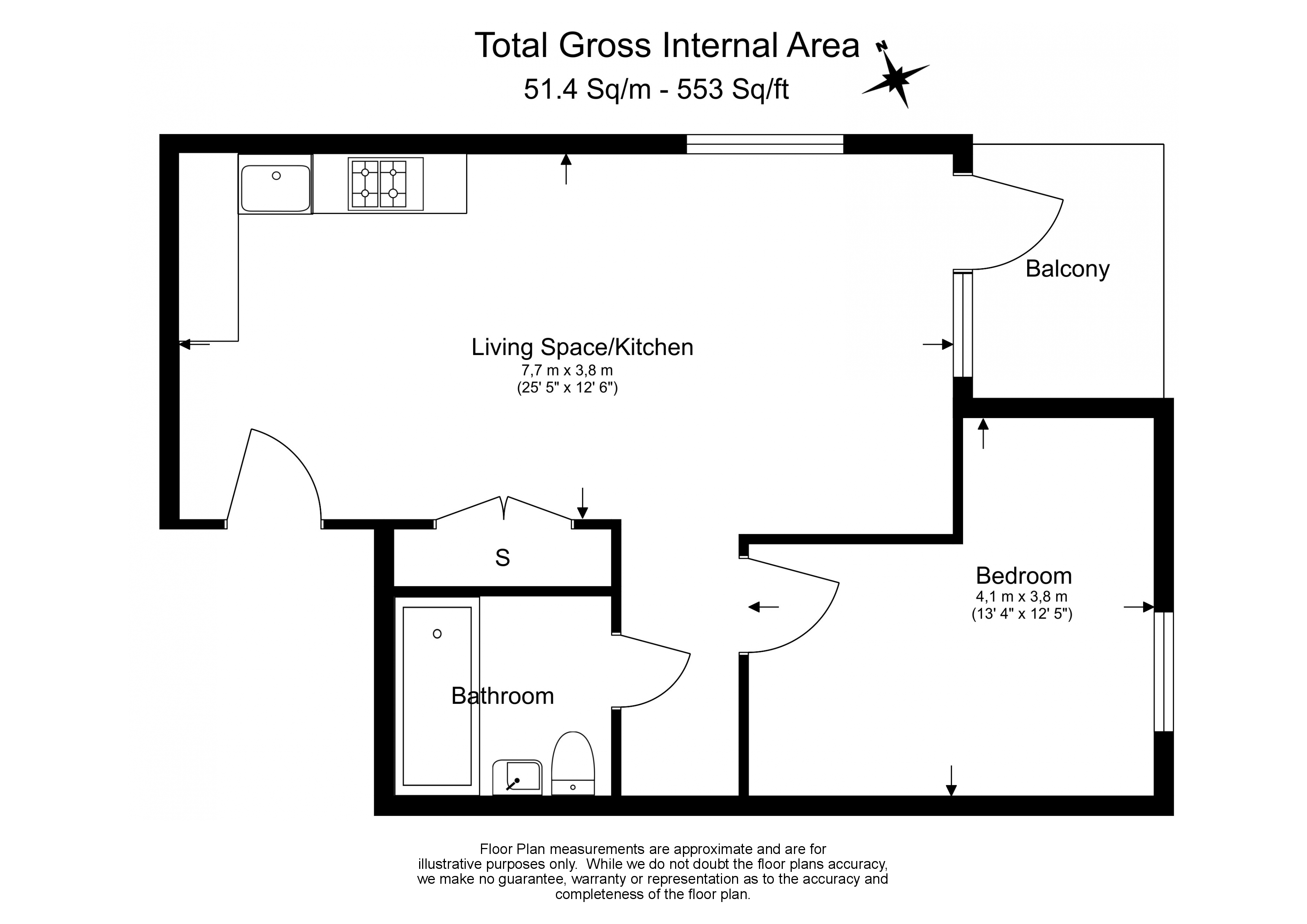 1  bedroom flat to rent in East Acton Lane, Acton, W3-Floorplan