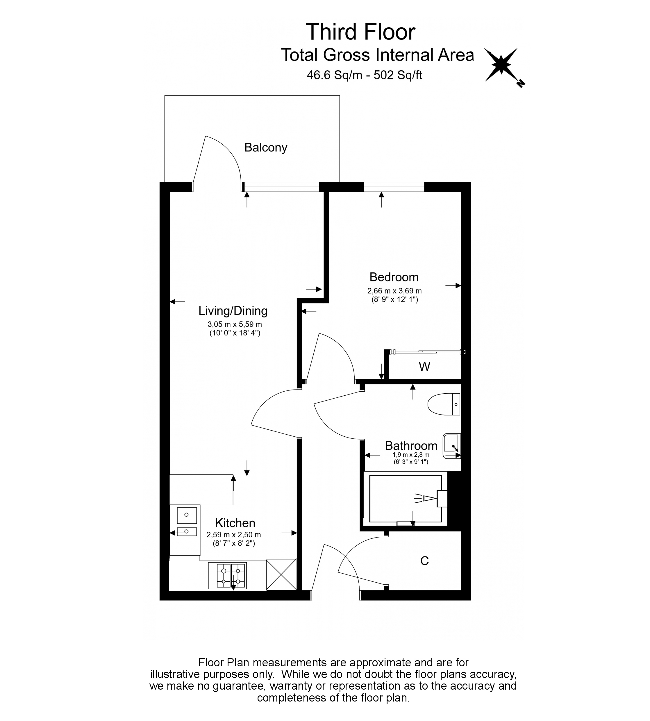 1 bedroom flat to rent in Longfield Avenue, Ealing, W5-Floorplan