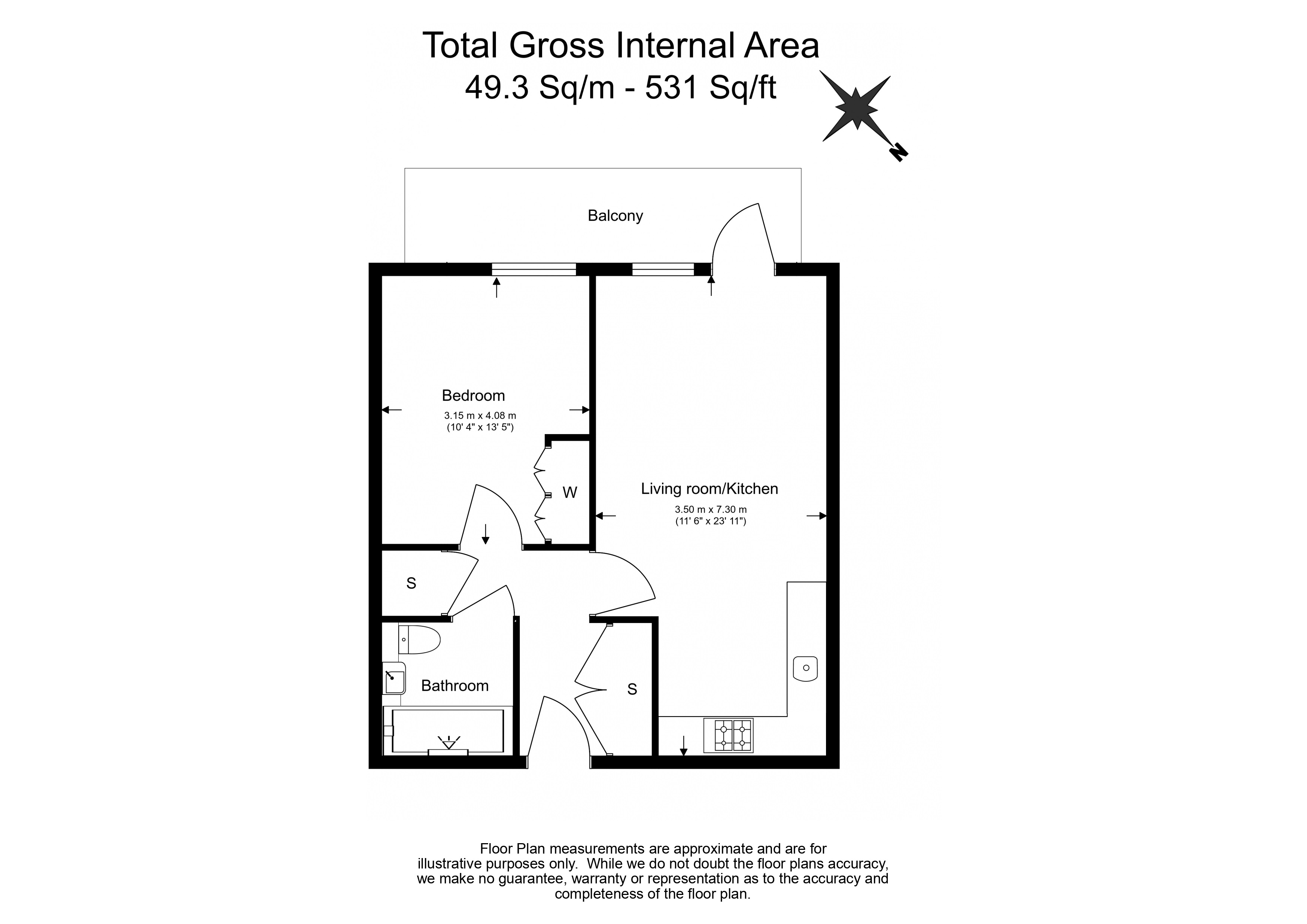 1  bedroom flat to rent in Middle Road, Hanwell, W7-Floorplan