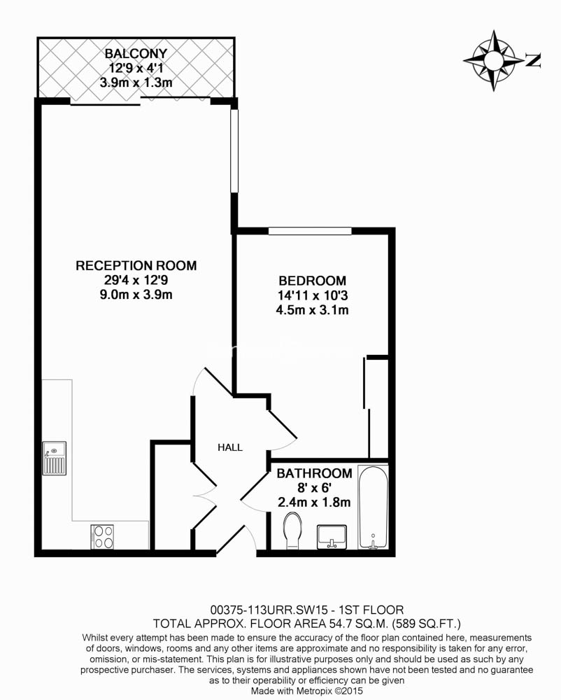 1 bedroom flat to rent in London Square, Putney, SW15-Floorplan
