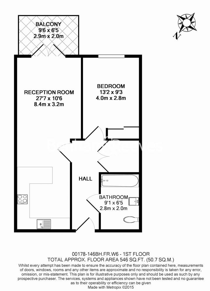 1 bedroom flat to rent in Parrs Way, Hammersmith, W6-Floorplan