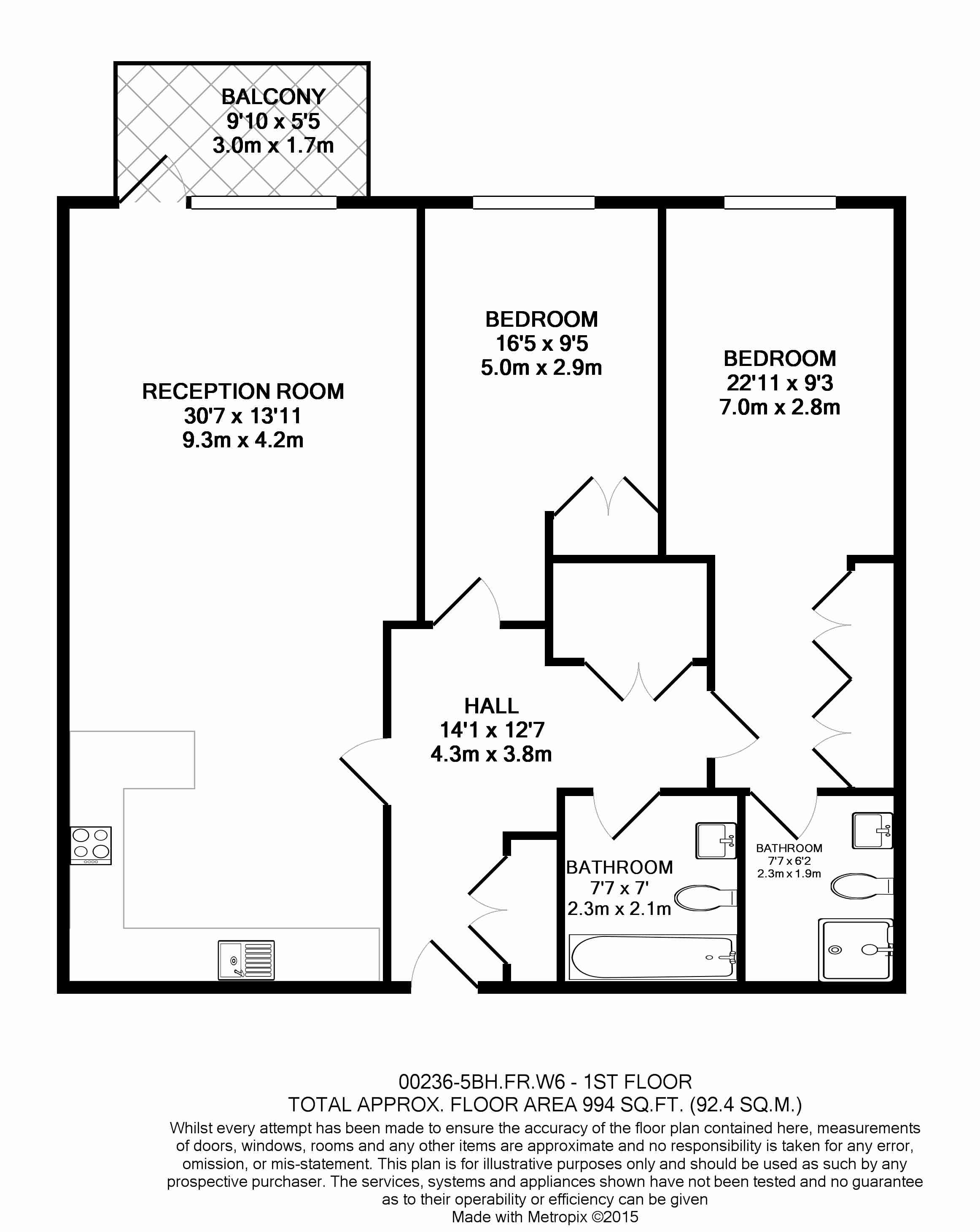 2 bedrooms flat to rent in Parr's Way, Hammersmith, W6-Floorplan