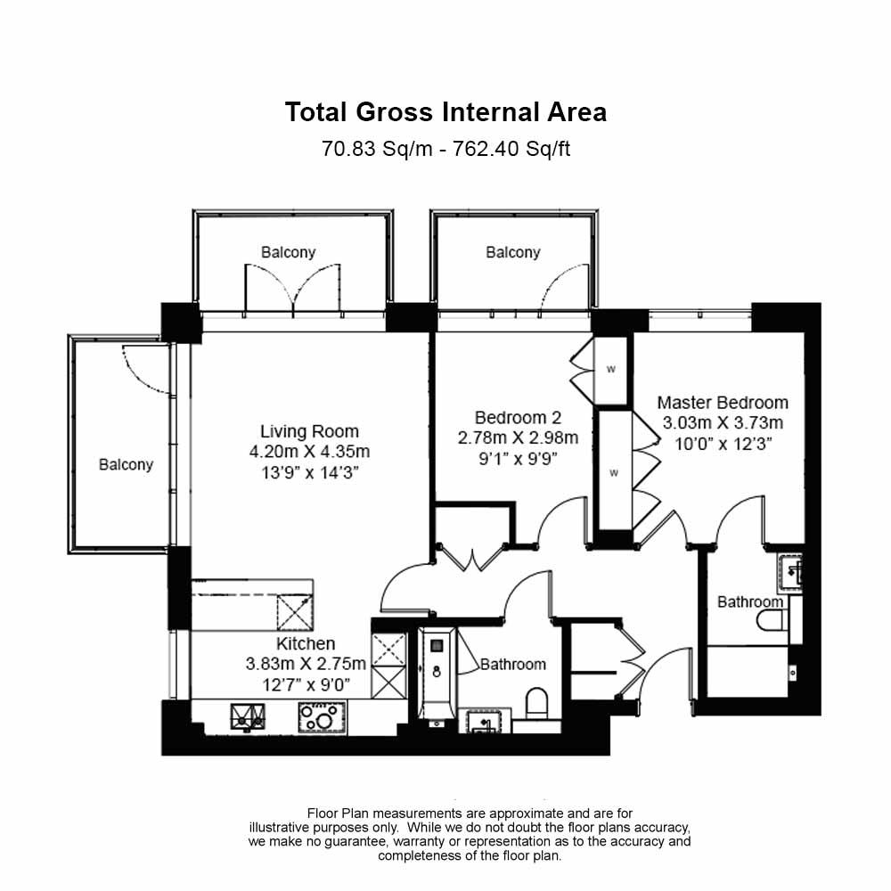 2  bedrooms flat to rent in Fulham Reach, Hammermsith, W6-Floorplan