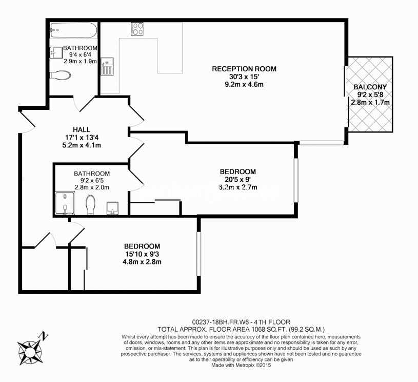 2 bedrooms flat to rent in Parrs Way, Hammersmith, W6-Floorplan