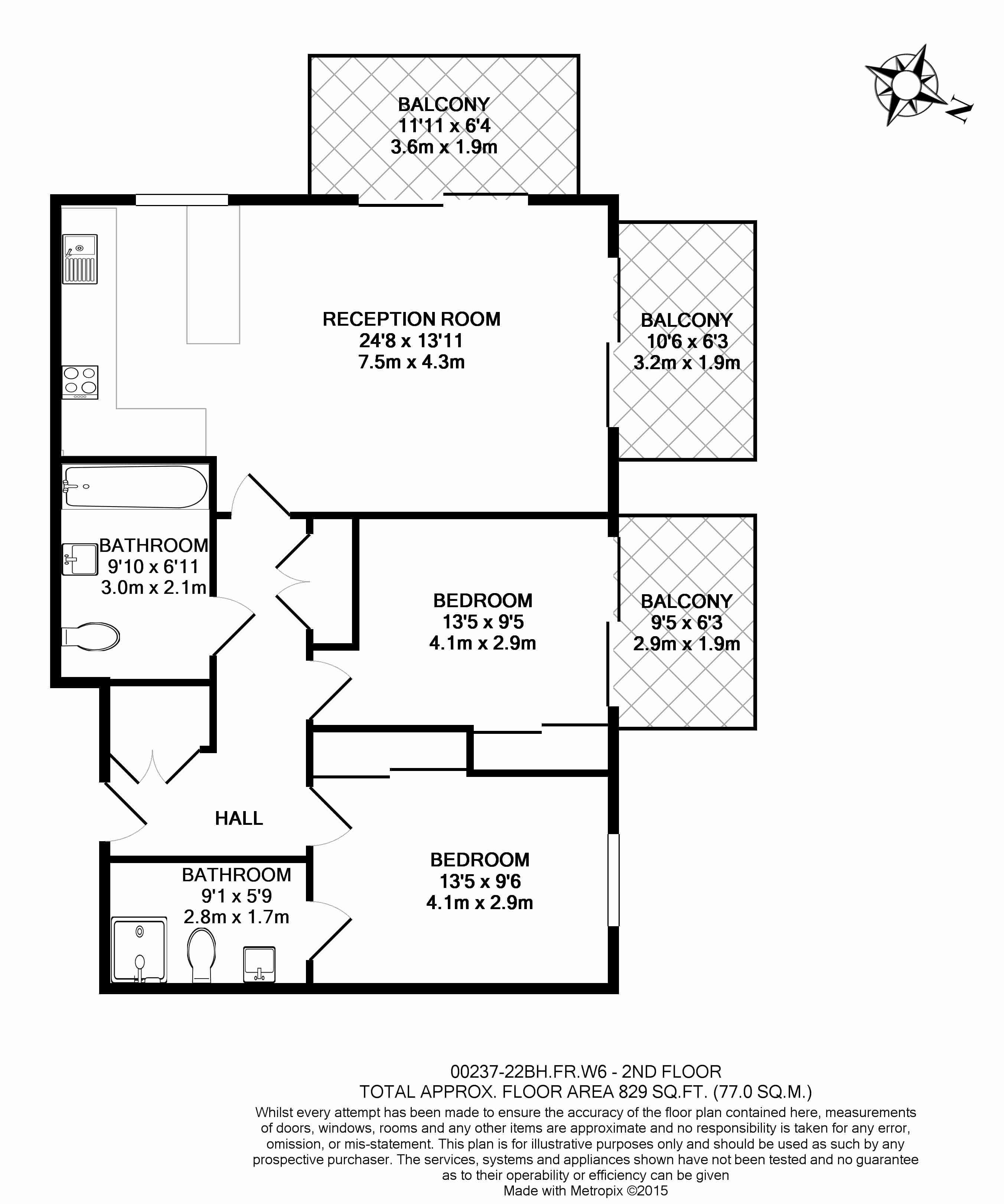 2  bedrooms flat to rent in Fulham Reach, Hammersmith, W6-Floorplan