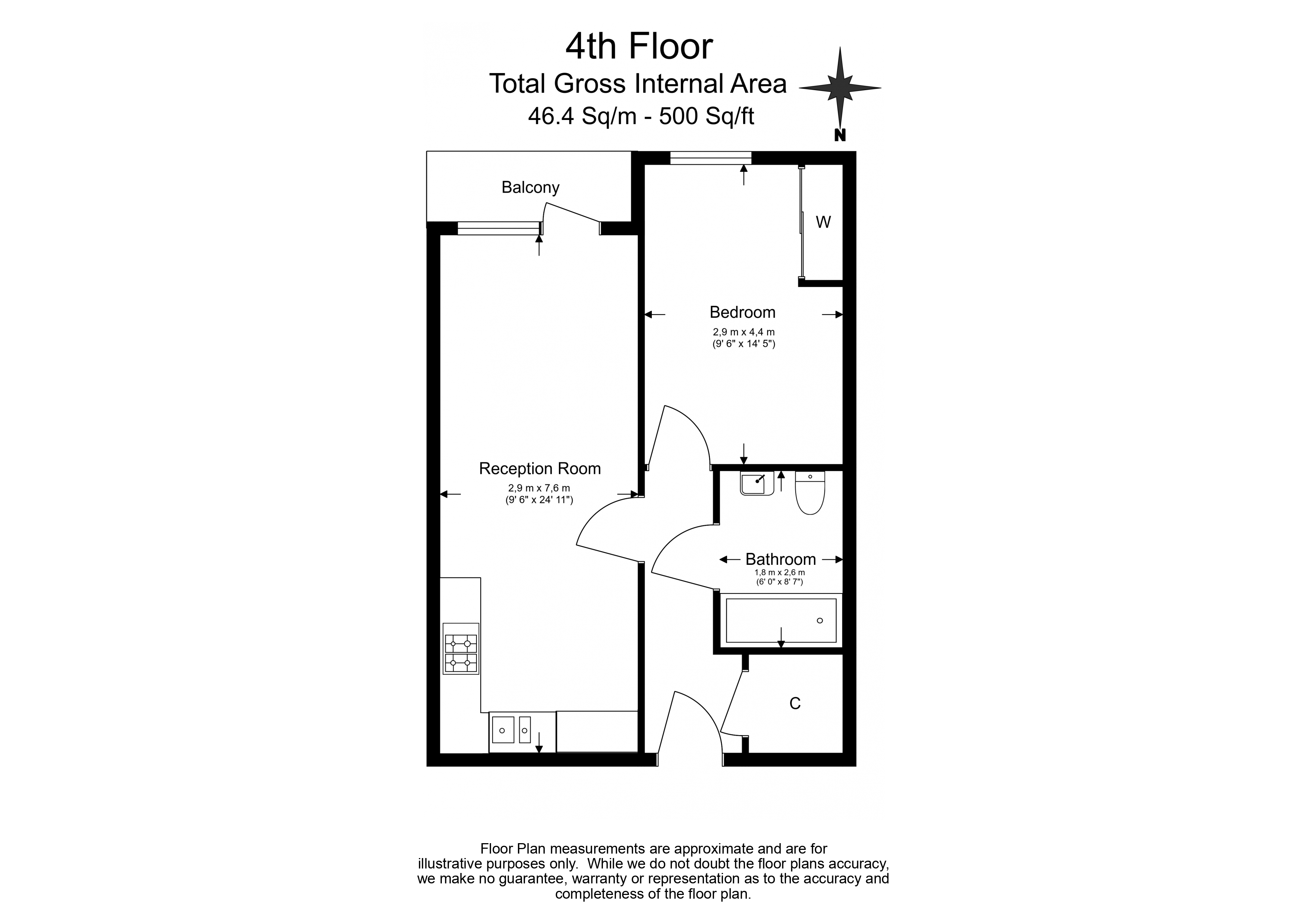 1 bedroom flat to rent in Goldhawk Road, Shepherd's Bush, W12-Floorplan