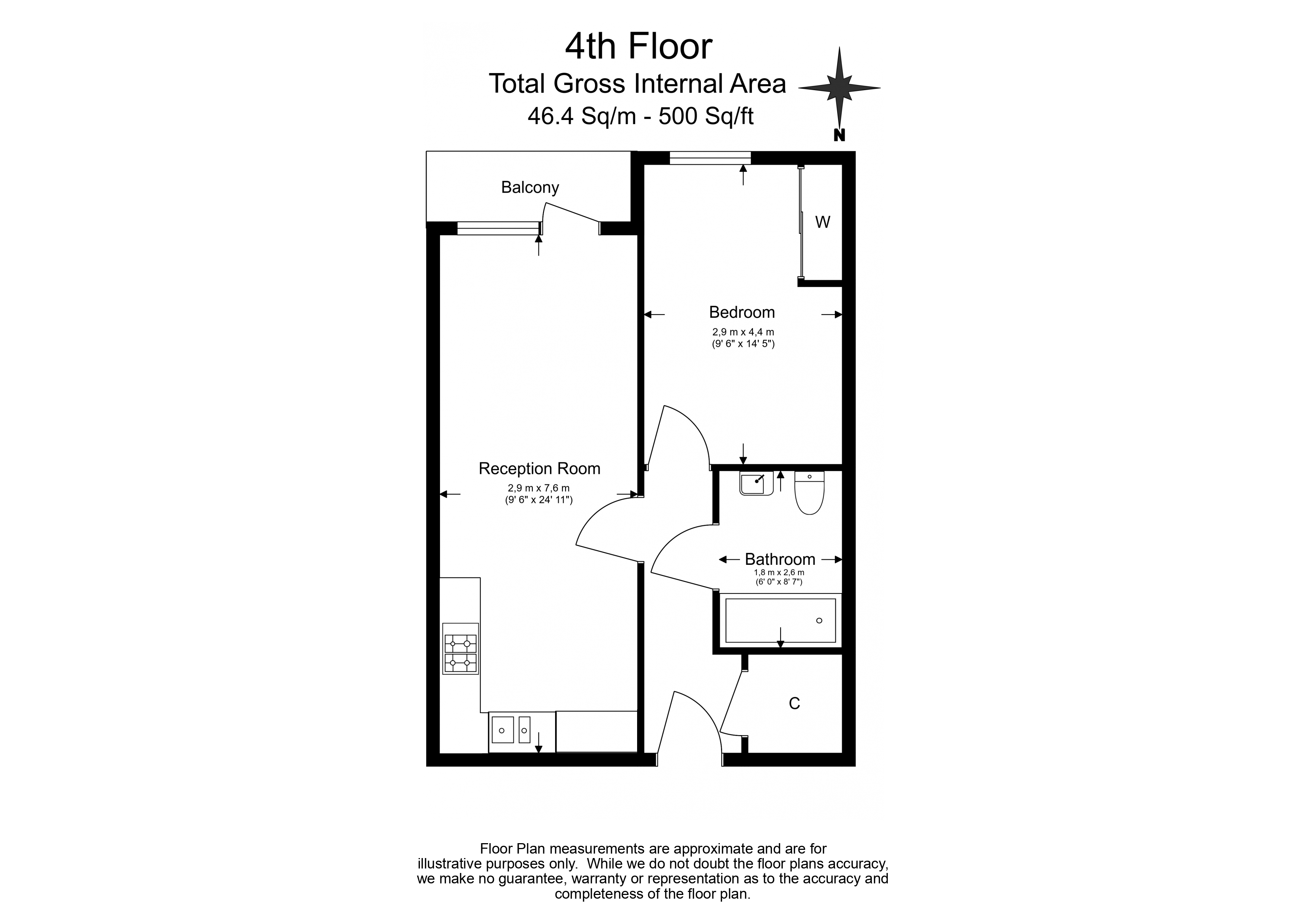 1  bedroom flat to rent in Goldhawk Road, Shepherd's Bush, W12-Floorplan