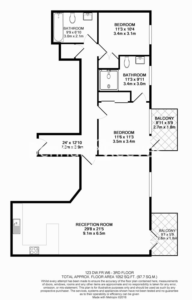 2  bedrooms flat to rent in Fulham Reach, Hammersmith, W6-Floorplan