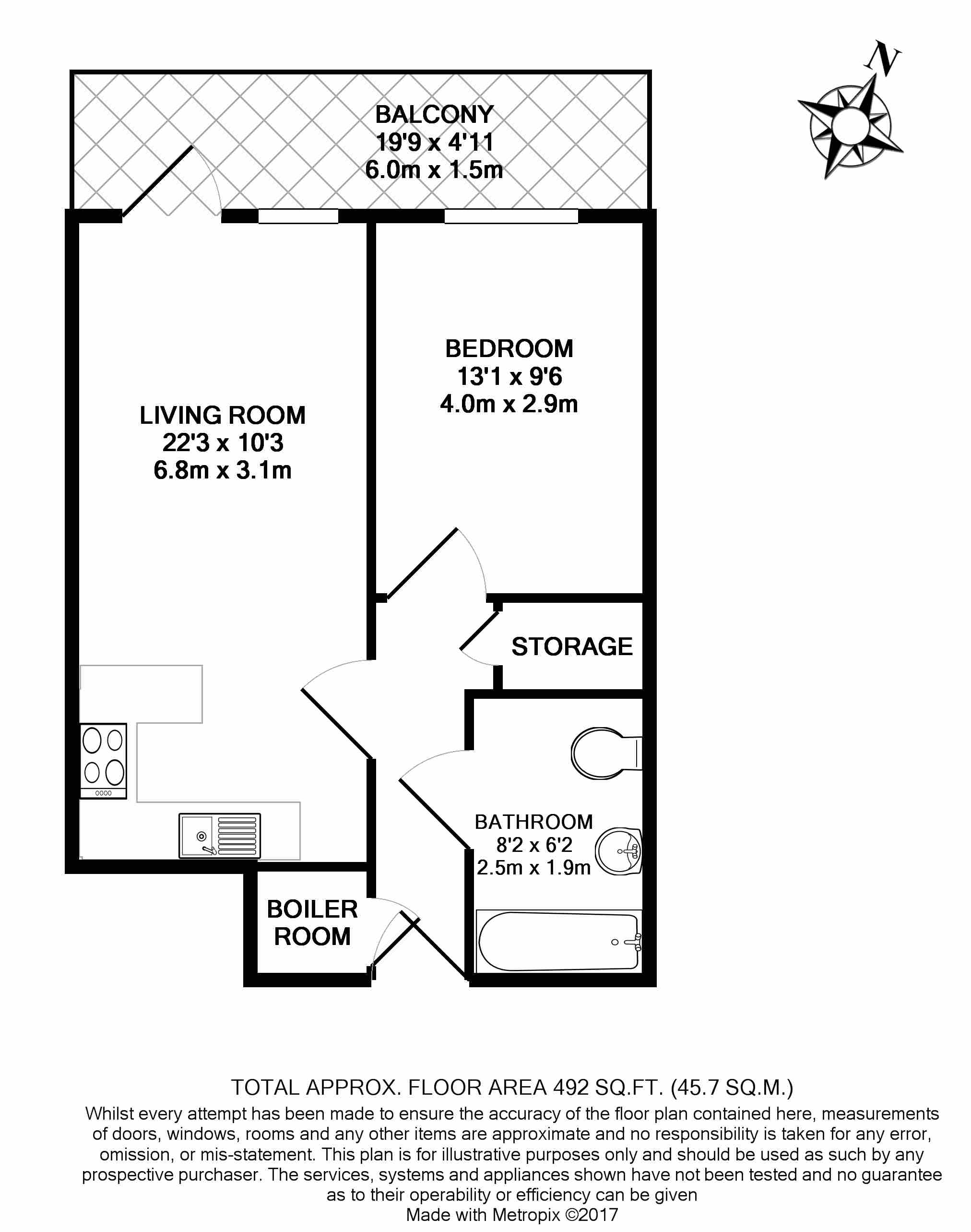 1  bedroom flat to rent in Faulkner House, Parrs Way, W6-Floorplan